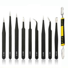 (As show, One size) ESD Precision Tweezers, Eyebrow tweezers Women Men, Anti-static Tweezers setTweezers professional With Bag For Electronics, Jewelry Making,Beauty Eyeb