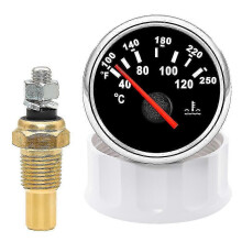 (As show, One size) A 2'' 52mm Digital Led Water Temperature Gauge Meter For Marine Boat Car 40-120celsius With 1/8npt Water Temp Gauge Meter Sensor