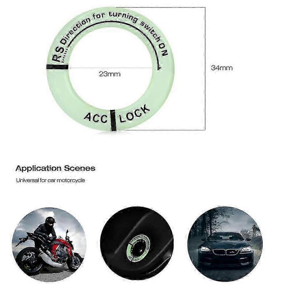 (As Show, One Size) Car Ignition Switch Cover Luminous Key Ring Hole Cover Sticker Car Clip 4631898248531