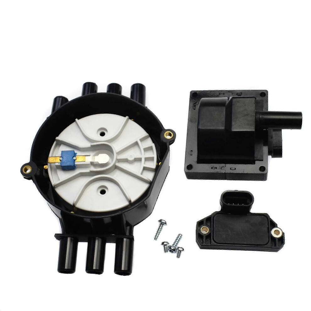 (As Show, One Size) Spark Plug Wires + Rotor Distributor Cap + Ignition Coil + Module For Chevrolet Gmc Cadillac Buick Pontiac 10452459 10452458~16485 4631898229370