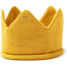 (As show, One size) Baby Birthday Crown Headband Hat Crown Knit Hat Headdress Party Hats Baby Baptism Decoration-Gelb