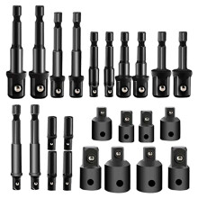 (24PCS, One size) 16PCS Impact Extension & Socket Adapter Connecting Rod H-ex Shank Drill Extension Bit Socket Set Kit Portable
