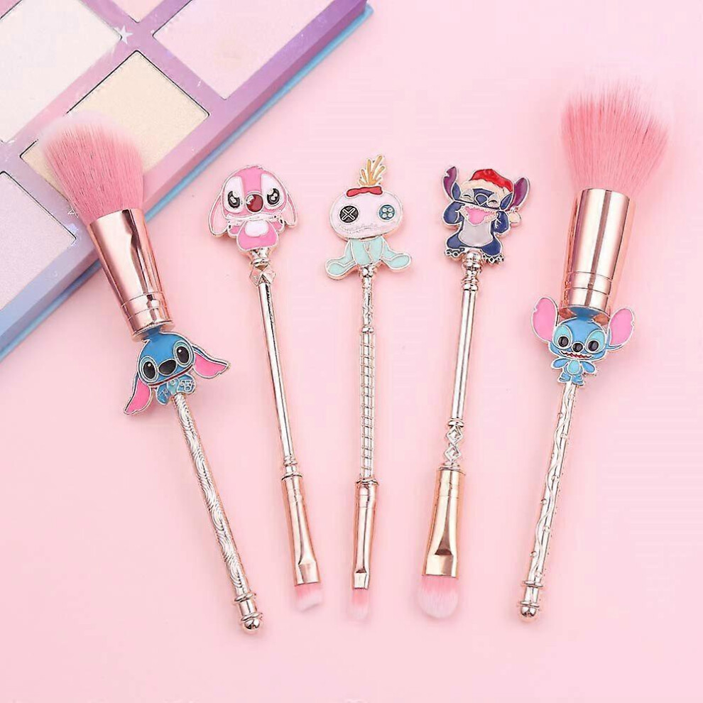 (As show, One size) Interstellar Baby Makeup Brushes Set - 5Pcs Creative Stitch Theme Cosmetic Brushes Set, Premium Synthetic Foundation Eyeshades
