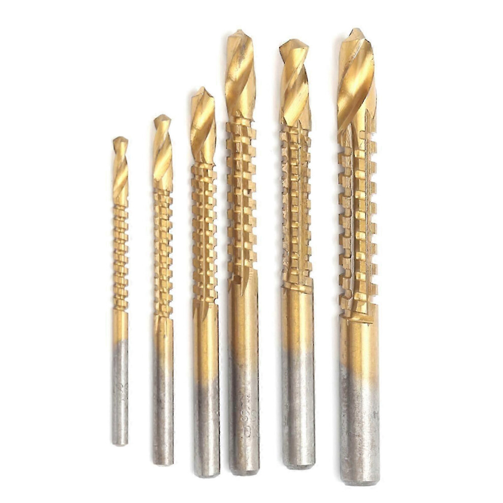 (As Show, One Size) 6Pcs Sawtooth Drill Bit Twist Hand Electric Woodworking Saw Drill Allin1 Punching Hole Tool 4631898287189