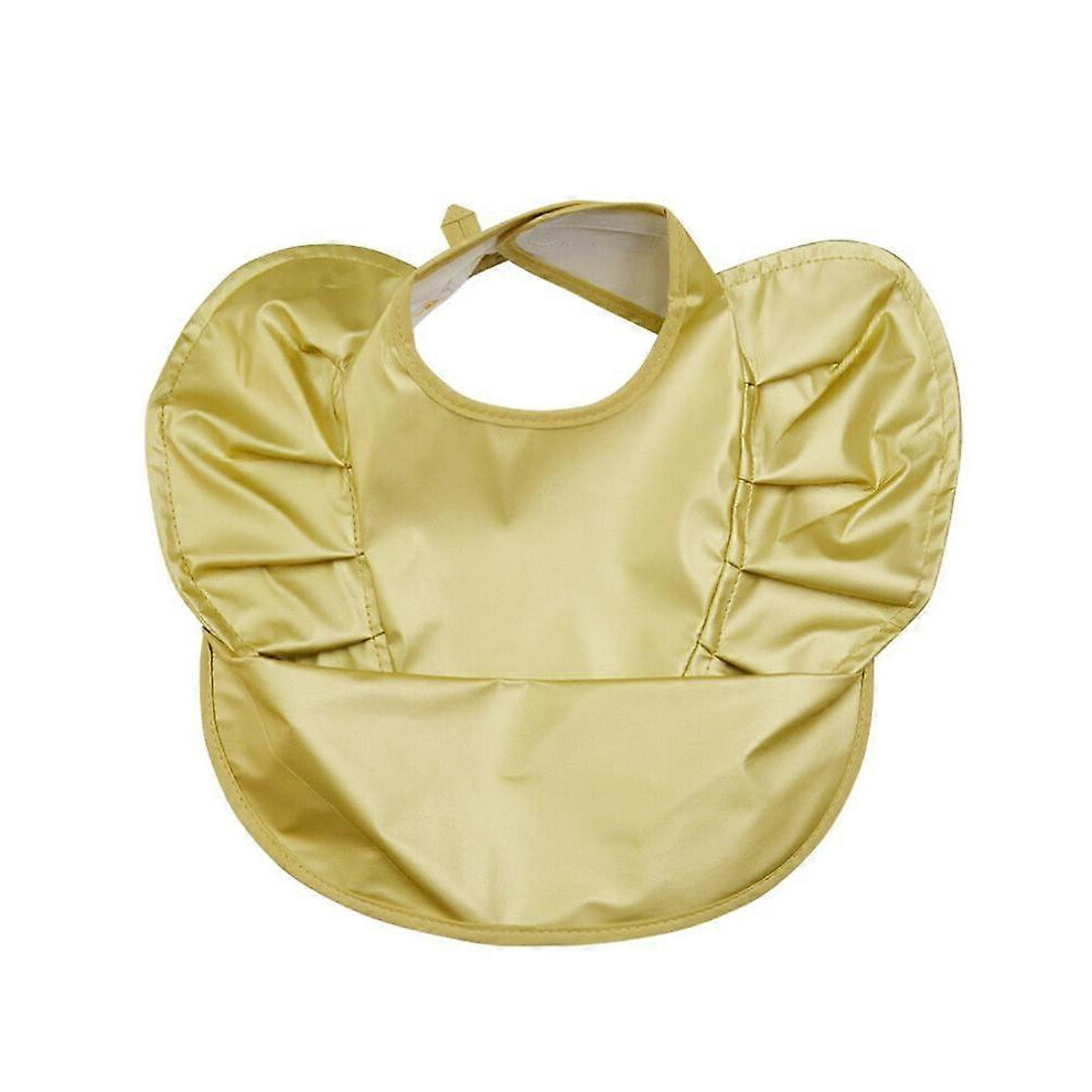 (As Show, One Size) Waterproof Baby Bib For Baby Girl - Better Than Silicone, Wipe Clean And Washable - Toddler Bibs With Food Catcher- Gold