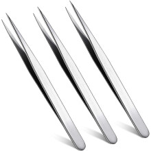(As show, One size) 3 Piece Straight Tip Tweezers Isolation Tweezers Eyelash Extension Tweezers Personal Eyelash Tweezers