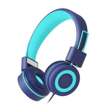 (As show, One size) Kids Headphones - Foldable Stereo Tangle-Free 3.5mm Jack Wired Cord on-Ear Headset for Children/Teens/Smartphones-Blue