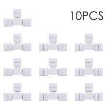 (As show, One size) T Shape 4 Pins RGB LED Strip Connector Quick Splitter 10 Pack White