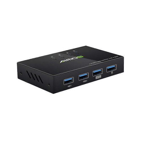 (As show, One size) KCEVE USB Switcher Selector with Remote Control 4PCs Sharing 4 USB Devices KVM Switch Adapter for Mouse Keyboard Printer U Disk