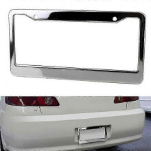 (As show, One size) 1pc Stainless Universal American License Plate Frame Steel Silver Metal Car License Plate Frame Label Cover Screw Cap