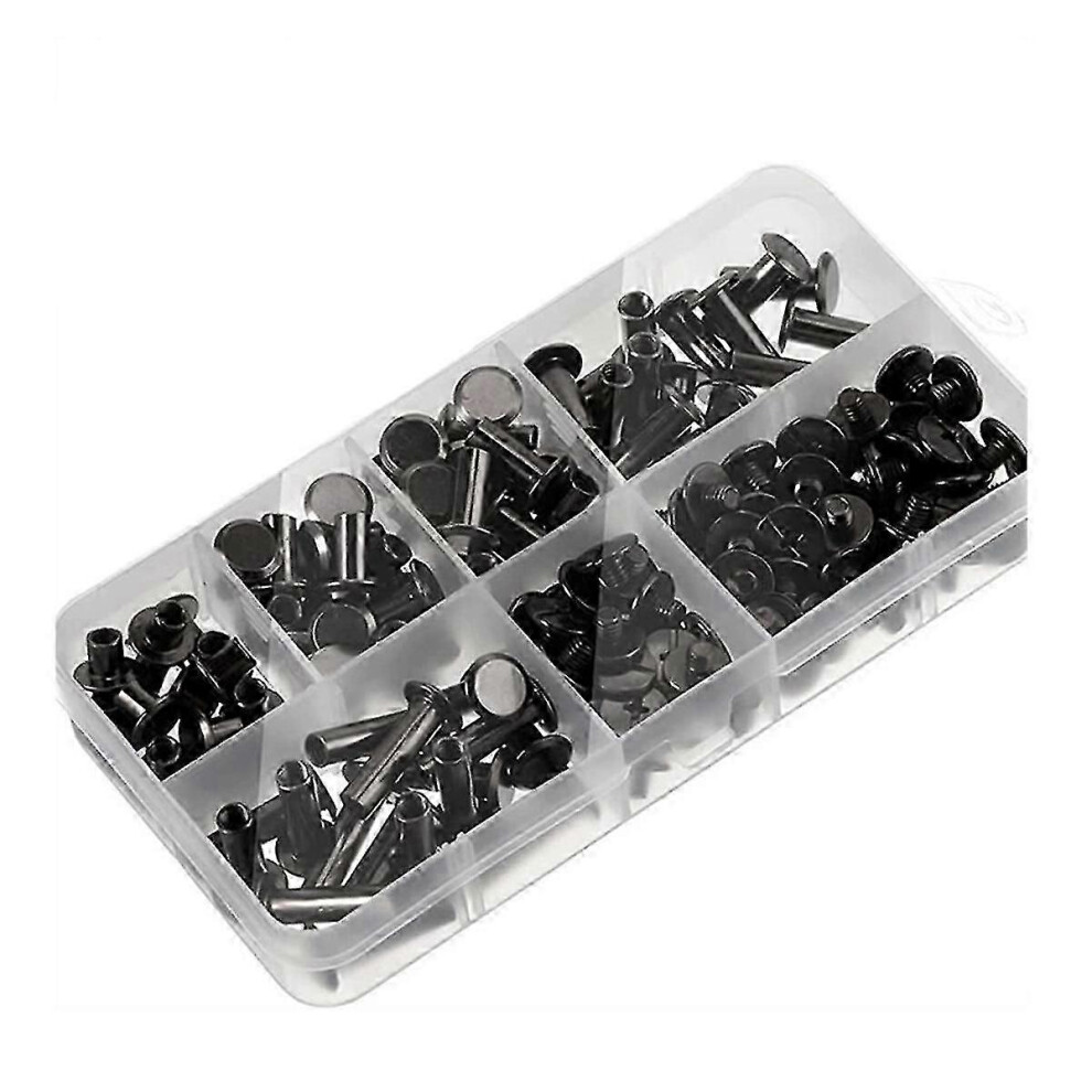 (As Show, One Size) 90Sets Chicago Screws Kit,6 Sizes Screw Rivets Metal Chicago Binding Screws For Diy Repair Leather 4631898251449