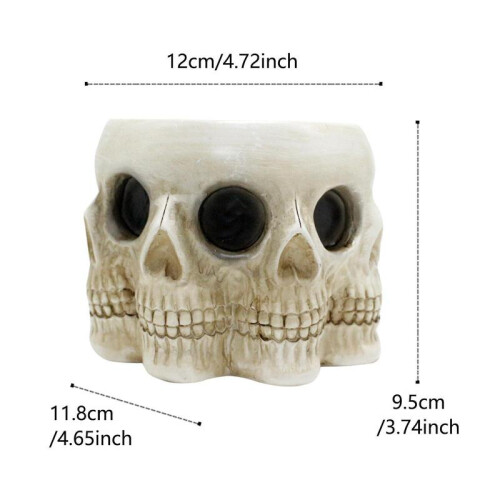 Skull Multiple Faces Figurine Flower Planter Polyresin for Cabinet Versatile 1