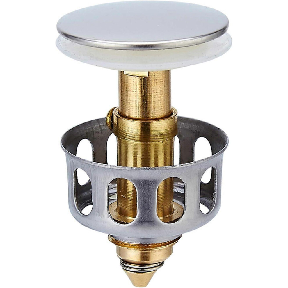 (As Show, One Size) 35Mm Universal Wash Basin Bounce Drain Filter,Basin Pop-Up Drain Filter,Bathroom Sink Drain Plug With Basket,Filter Jumping Core A 4633127112033