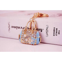 (As show, One size) Crystal Keychain Lovely Handbag Decoration Car Key Decoration for Womens and Girls$Crystal Diamond Rhinestone Smile Cat-Blue