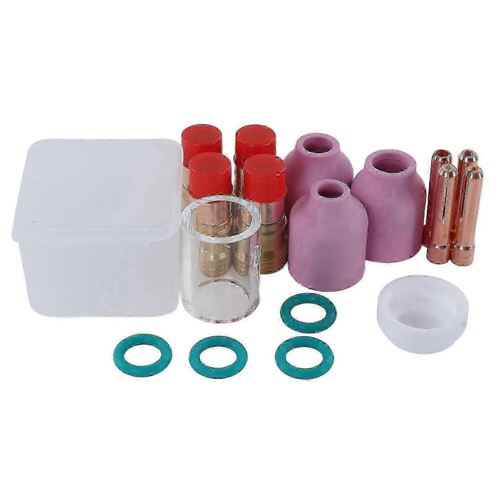 (As Show, One Size) 17Pcs Tig Welding Accessory Collet Gas Lens Nozzle Insulation Cup For Wp 17 18 26 Welding Gun 4633396535380