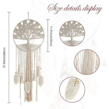 (As show, One size) Tree of Life Large Dream Catcher,Wall Hanging Dreamcatcher with Feather Leaf Woven Boho Dream Catchers