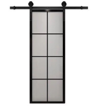 Rails de Porte Coulissante 1.5M Quincaillerie de Porte Rail de Poulie en Acier Noir Quincaillerie de Rail de Porte Coulissante (Porte Non Incluse)