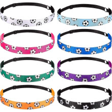 (As show, One size) 8 Pack Soccer Hair Accessories Football Hairband Sport Elastic Headband for Girl