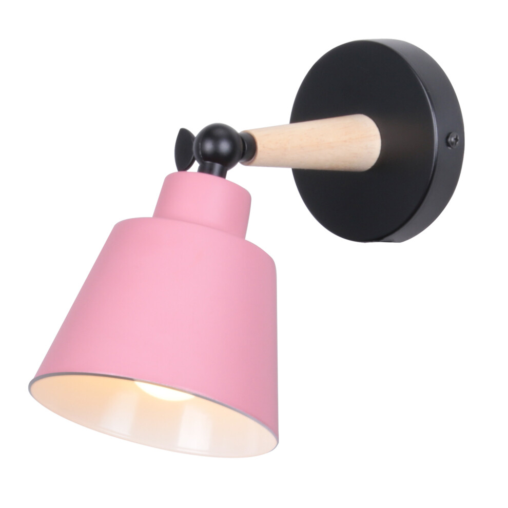 Applique Murale Moderne en Bois Applique Murale Minimaliste Lampe Murale Rétro Nordique Pour Chambre À Coucher, Chevet, Bureau, Couloir E27 Rose