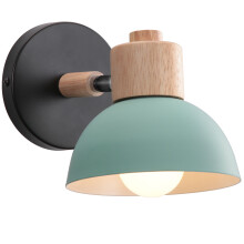 15CM Modern Retro Wall Light Wood Metal Wall Sconce Adjustable Angle Simple Nordic Wall Lamp for Living Room Bedroom Study Office (Green) E27