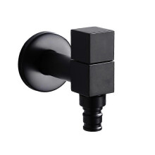 (As show, One size) Black Brass Square Washing Machine Cold Water Tap (G1/2 Thread)