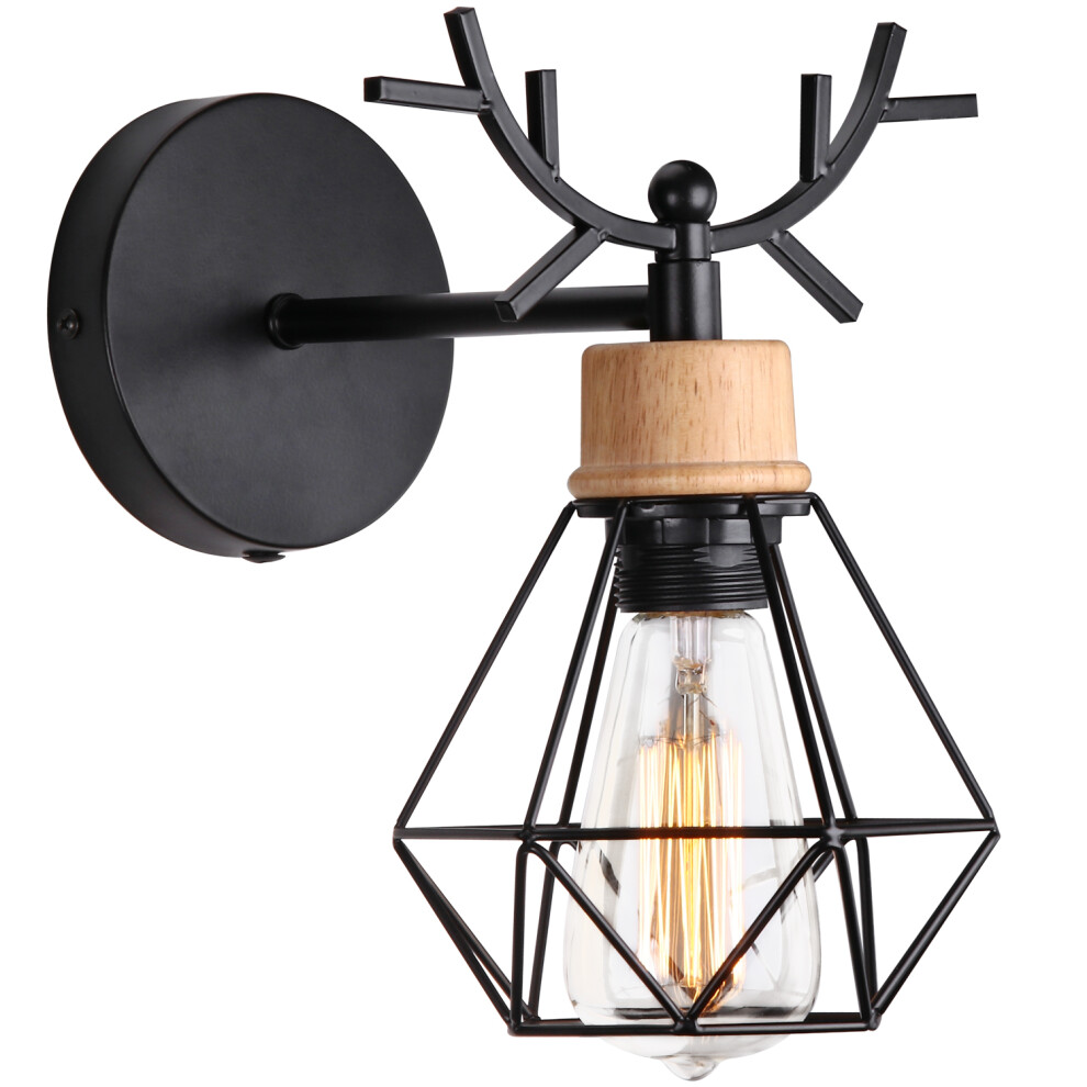 Applique Murale Vintage Moderne Applique Murale Rétro en Métal E27 Noire, Lampe Murale Simple D'Intérieur Pour Chambre À Coucher, Bar, Bureau