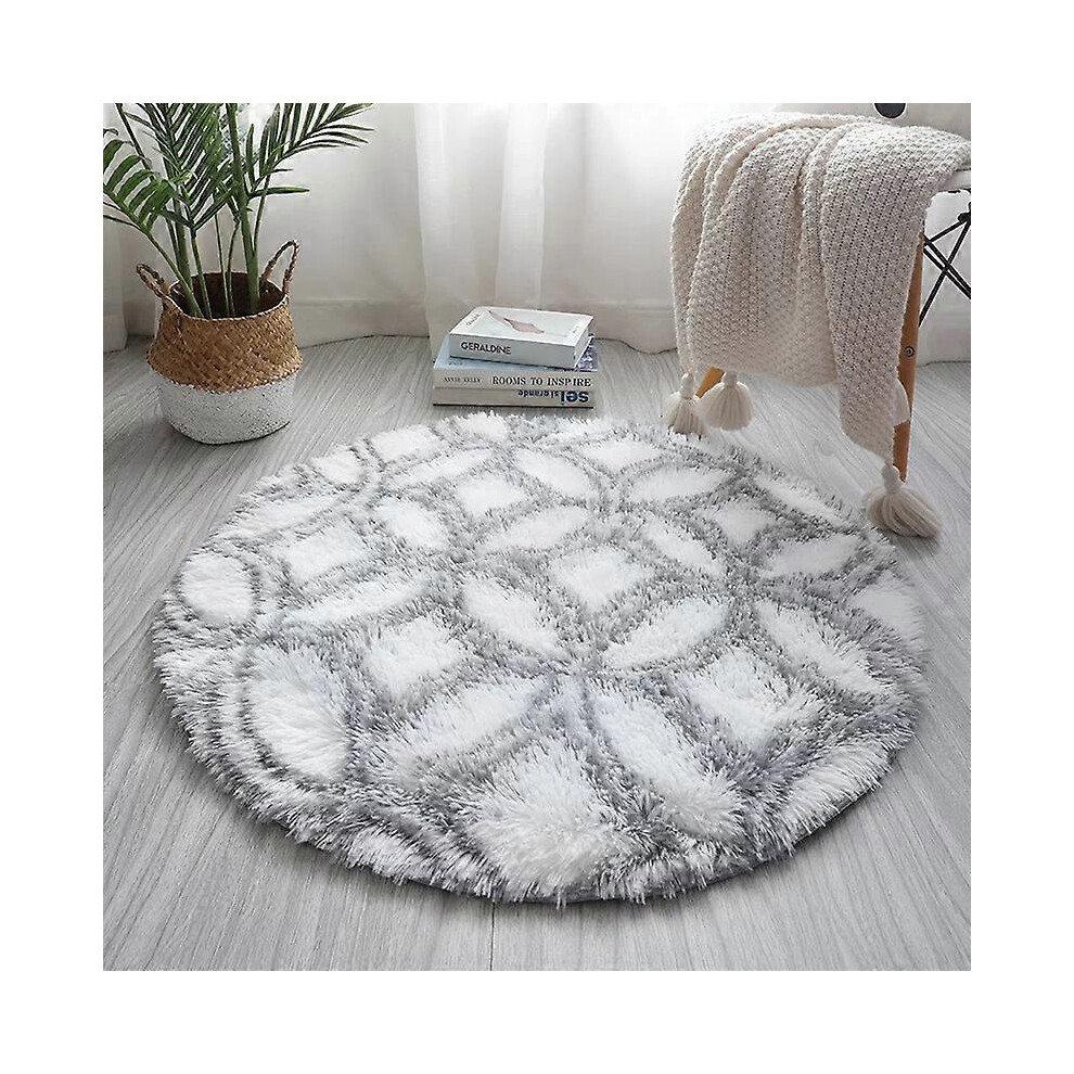 (As show, One size) Round Fluffy Rug for Kids Girls Room,23.6 inch Furry Circle Rug for Teen's Bedroom-K