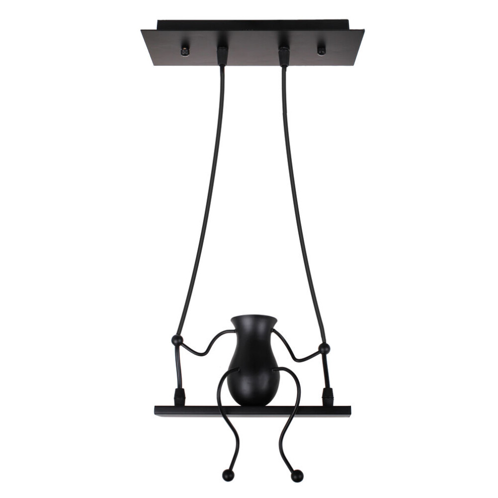 Suspension Luminaire Créative Plafonnier Rétro Vintage Lustre D'Intérieur Pour Chambre D'Enfant, Chambre À Coucher, Jardin D'Enfants, Café, Noir