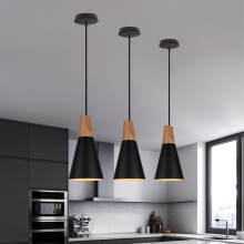 3PCS Lámpara Colgante Moderna Negra Pantalla para Lámpara de Metal , Lustre Nórdico Lámpara de Techo Estilo Moderno Lámparas de Colgar Retro