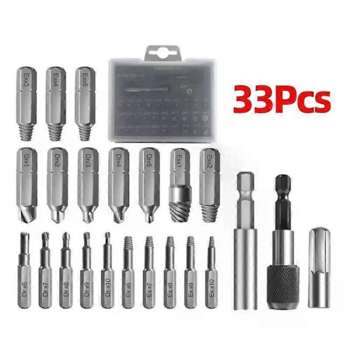 (Extractor 33pcs) 22/33Pcs Screw Extractor Drill Bit Set Magnetic Extension Bit Holder Damaged Screw Removal Tools Broken Head Screw Extractor