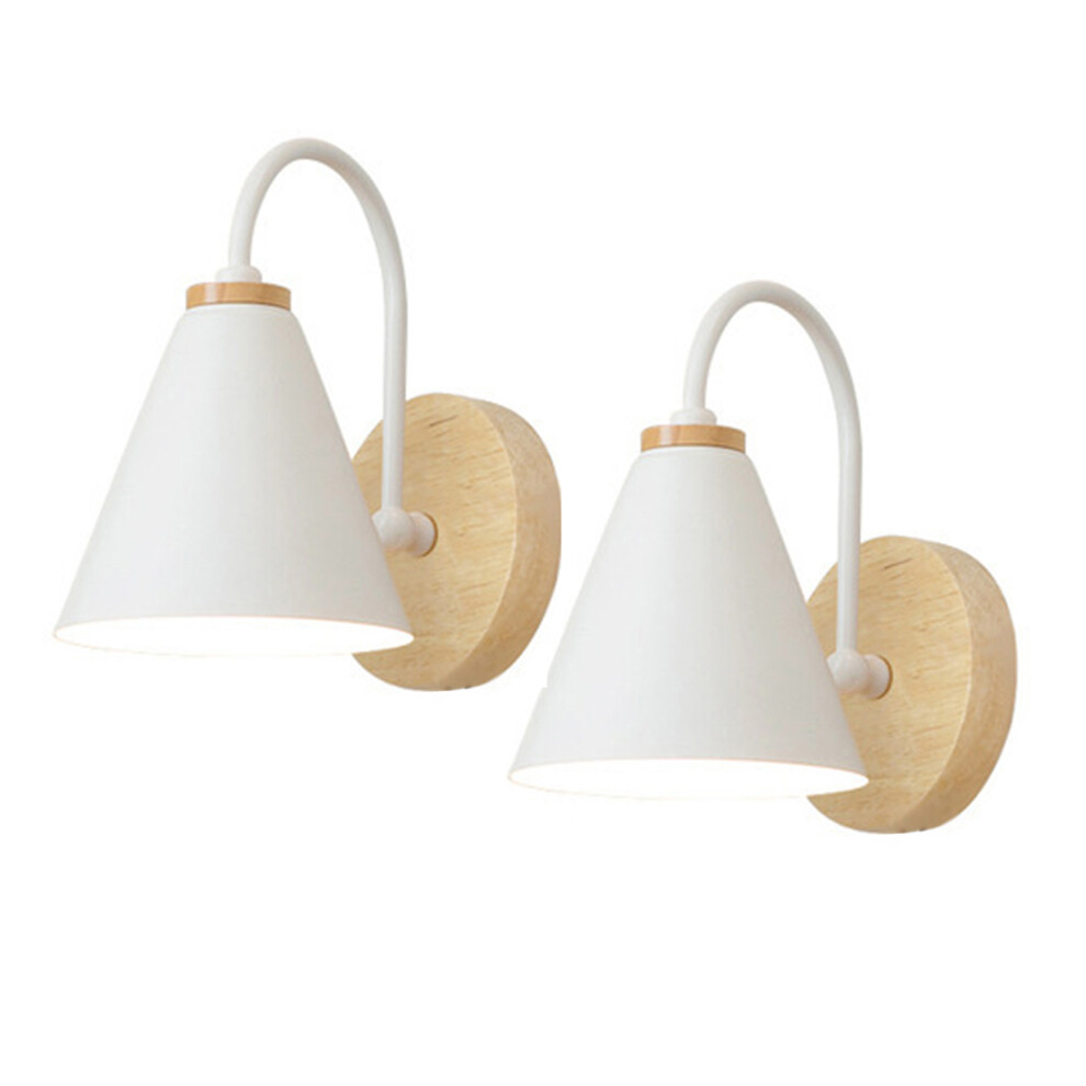 2X Applique Murale Moderne en Bois (Blance) Applique Murale Rétro Minimaliste Lampe Murale Nordique E27 Pour Salon Chambre Étude Porche Couloir