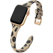 (As show, One size) Compatible Apple Watch Band 38mm 40mm 42mm 44mm Women-(T-shaped leather yellow leopard print 42/44/45)