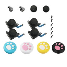 (As show, One size) 18PCS Set 3D Analog Joystick Switch Lite Joycon Controller Joystick+Cute Joystick Cap Repair Accessories
