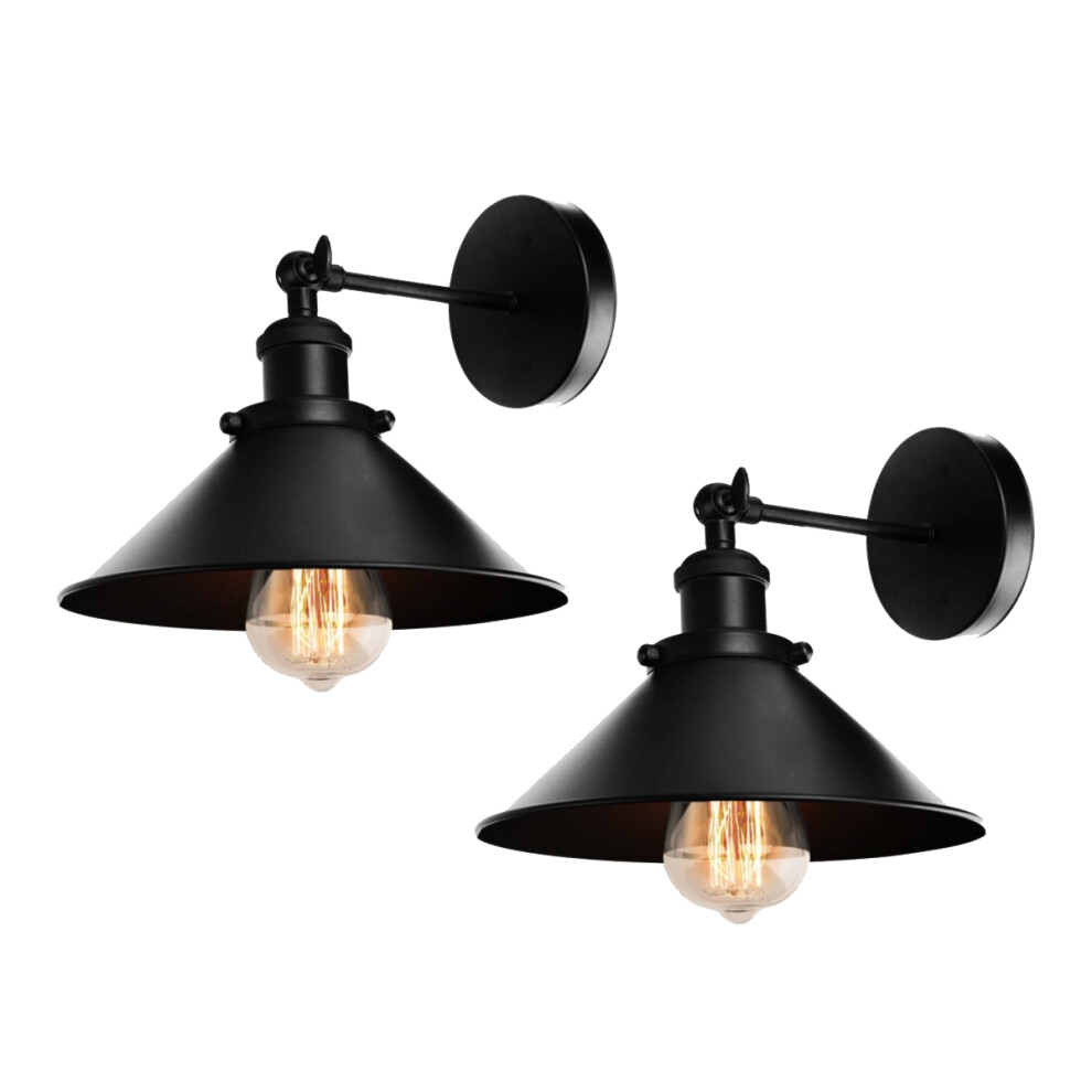 2PCS 26CM Applique Murale en Fer Et Métal Murale Vintage Applique Murale Rétro Lampe Pour Chambre Bar Café Noir