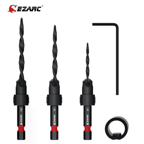 (5PCS) Ezarc 8/5Pcs Countersink Drill Bit Set Tapered Drill Bits Counter Sinker Set 1/4" Hex Shank Pilot Screw Hole Set For Woodworking