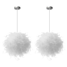 (2X)Nordisch Pendelleuchte Romantische Deckenleuchte Ø25CM Reine Weiße Feder Pendelleuchte E27 Kreative Modern Hängelampe
