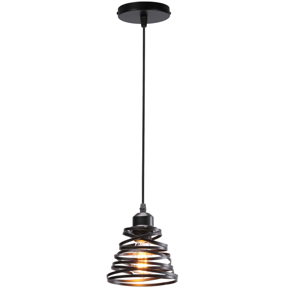 Plafonnier Rétro Moderne Lustre D'Intérieur Suspension Luminaire Vintage Suspension Lustre en Métal Noir, E27 Pour Chambre À Coucher, Bureau