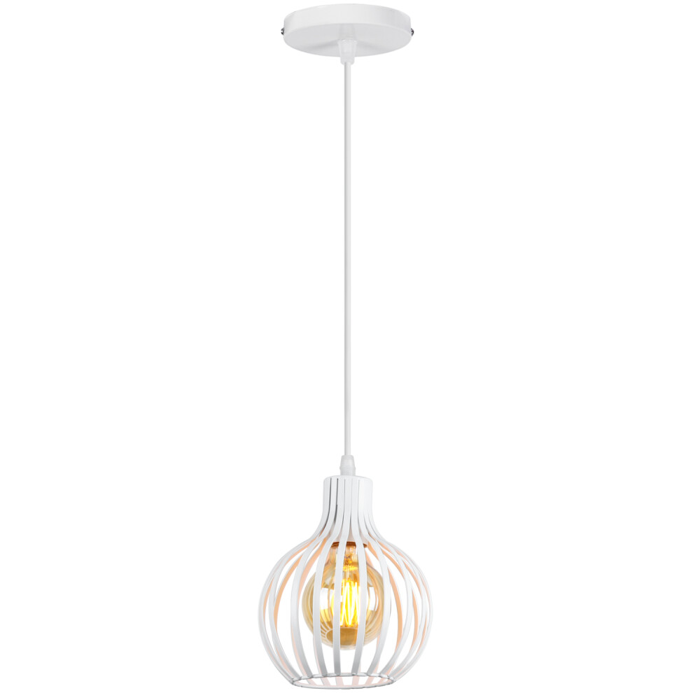 Suspension Vintage Lustre Moderne Plafonnier D'Intérieur Rétro Suspension Lustre E27 en Métal Blanc Pour Chambre, Salle À Manger, Bureau, Salon