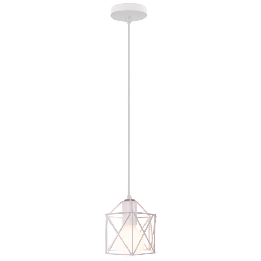 Lampe À Suspension Moderne Blanc Suspension Luminaire en Métal Rétro Plafonnier D'Intérieur Pour Chambre À Coucher, Café Et Bar