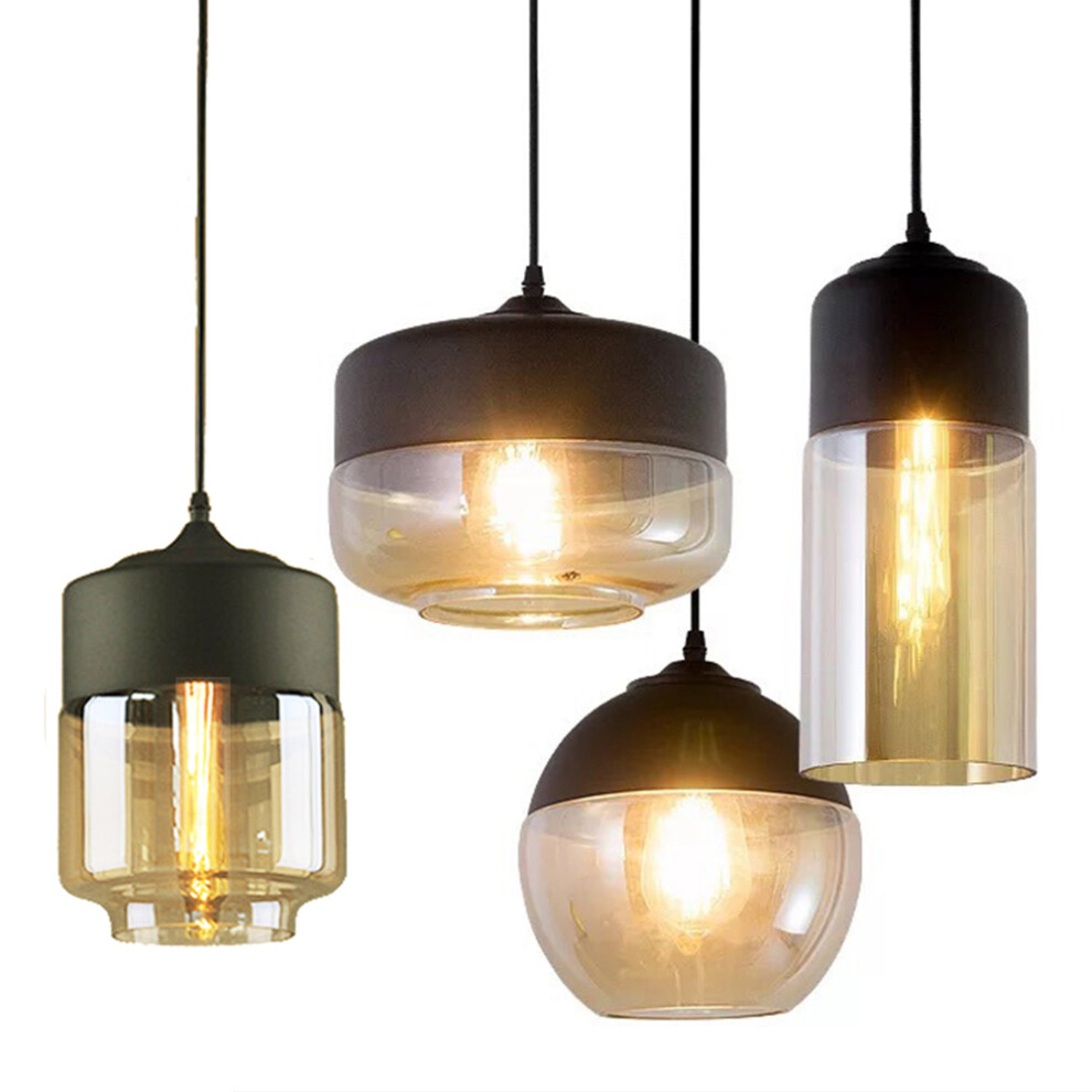 4pcs Pendant Light Retro Glass Modern Hanging Ceiling Light E27 Bulb for Loft Bar Kitchen Bedroom