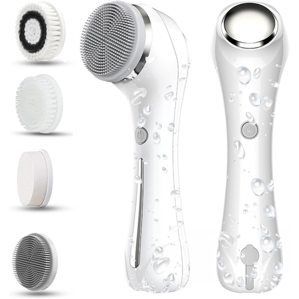 Chronus White Facial Cleansing Brush 2 In 1 Waterproof Ipx7 Deep Cleansing Gentle Exfoliation And Blackhead Removal(White)