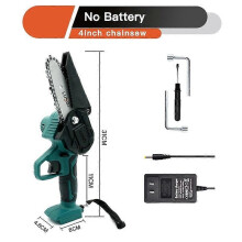 (4 inch-0 Battery) LUSQI Chainsaw No Battery 4/6 Cordless Electric Pruning Portable Woodworking Power Tool Fit Rechargeable Worx Interface Battery