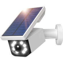 (As show, One size) Outdoor Waterproof IP66 Solar Power Solar Security Camera with Motion Sensor LED Solar Light for Garden Garage