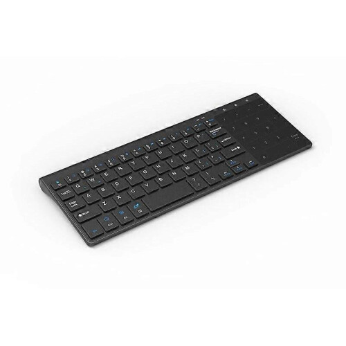 (Black) 2.4GHz Wireless Keyboard with Number Touchpad Mouse 2 In 1 Thin Numeric Keypad for Android Windows Desktop Laptop PC TV Box