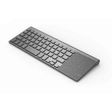 (Grey) 2.4GHz Wireless Keyboard with Number Touchpad Mouse 2 In 1 Thin Numeric Keypad for Android Windows Desktop Laptop PC TV Box