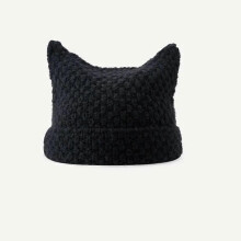 (Type 1) Harajuku Punk Gothic Knit Bonnet Cat Ear Little Devil Hat Millennium Ladies Kawaii Designer Winter Handmade Beanie Women Caps