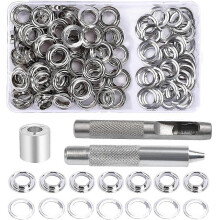(As show, One size) 100 Sets Grommet Tool Kit (12mm Inside Diameter),Grommet Setting Tool Grommets Eyelets with Storage Box