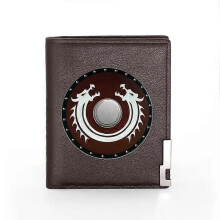(BG1416-Brown) Vintage Viking Design Leather Wallet Classic Men Women Billfold Slim Credit Card/ID Holders Money Bag Male Short Purses