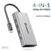 (4 in 1-10Gbps(803)) Minisopuru HUB USB C Hub 4 Ports 10Gbps USB Type C to USB C 3.2 Gen1 Hub Adapter for Laptops MacBook Pro Air USB 3.0 Hub