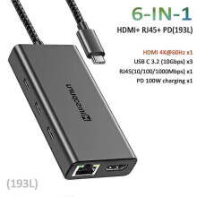 (6 in 1-10Gbps (193L)) Minisopuru HUB USB C Hub 4 Ports 10Gbps USB Type C to USB C 3.2 Gen1 Hub Adapter for Laptops MacBook Pro Air USB 3.0 Hub